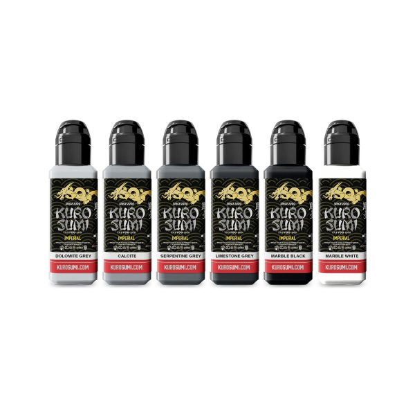 Set Kuro Sumi Imperial Tattoo Ink - Marble Stone - 6 x 44 ml
